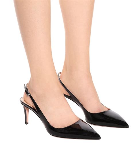 prada patent-leather slingback pumps|prada black slingback leather pumps.